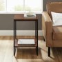 16" Industrial Metal Accent Side Table - Dark Walnut