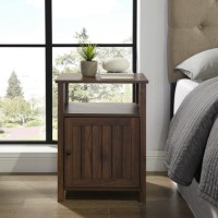 18" Grooved Door Side Table - Dark Walnut