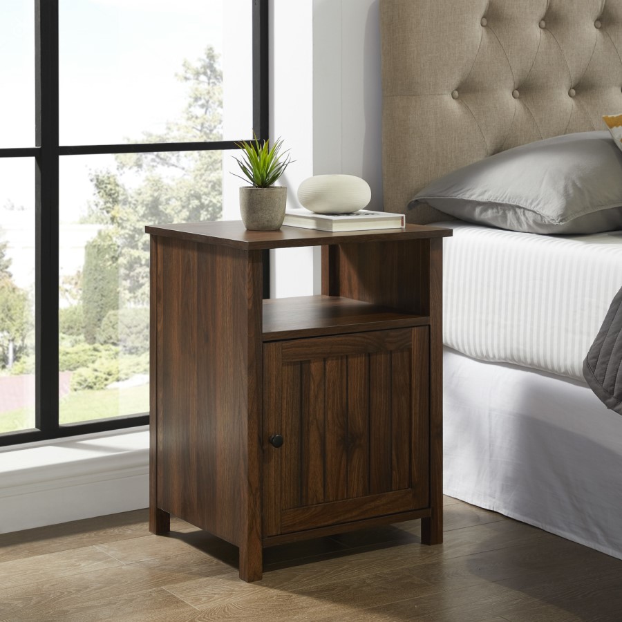 18" Grooved Door Side Table - Dark Walnut