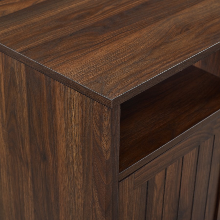 18" Grooved Door Side Table - Dark Walnut