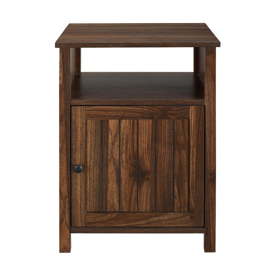 18" Grooved Door Side Table - Dark Walnut