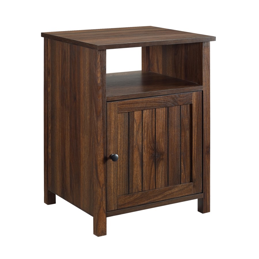 18" Grooved Door Side Table - Dark Walnut