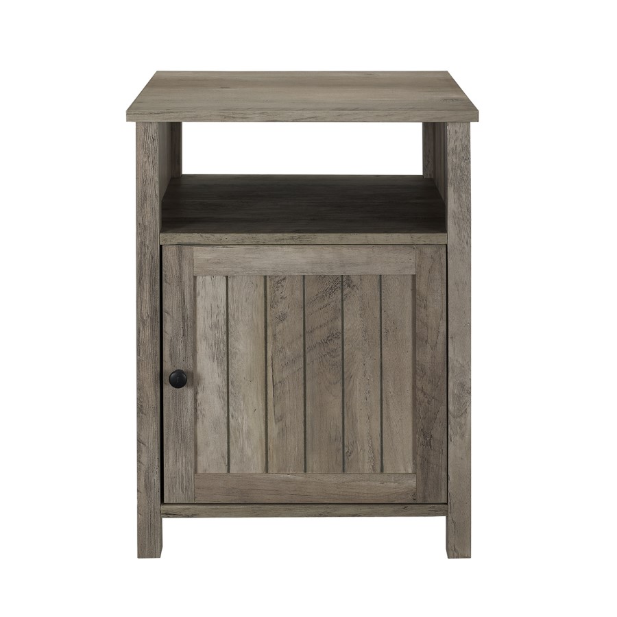 Grooved Door Side Table - Grey Wash
