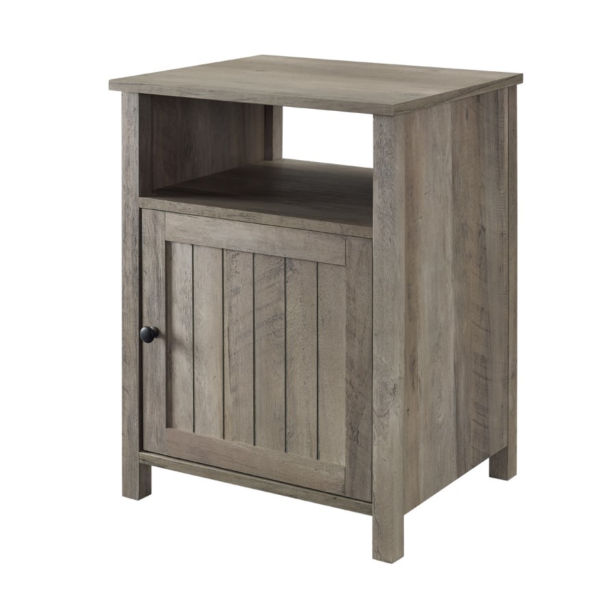 Grooved Door Side Table - Grey Wash