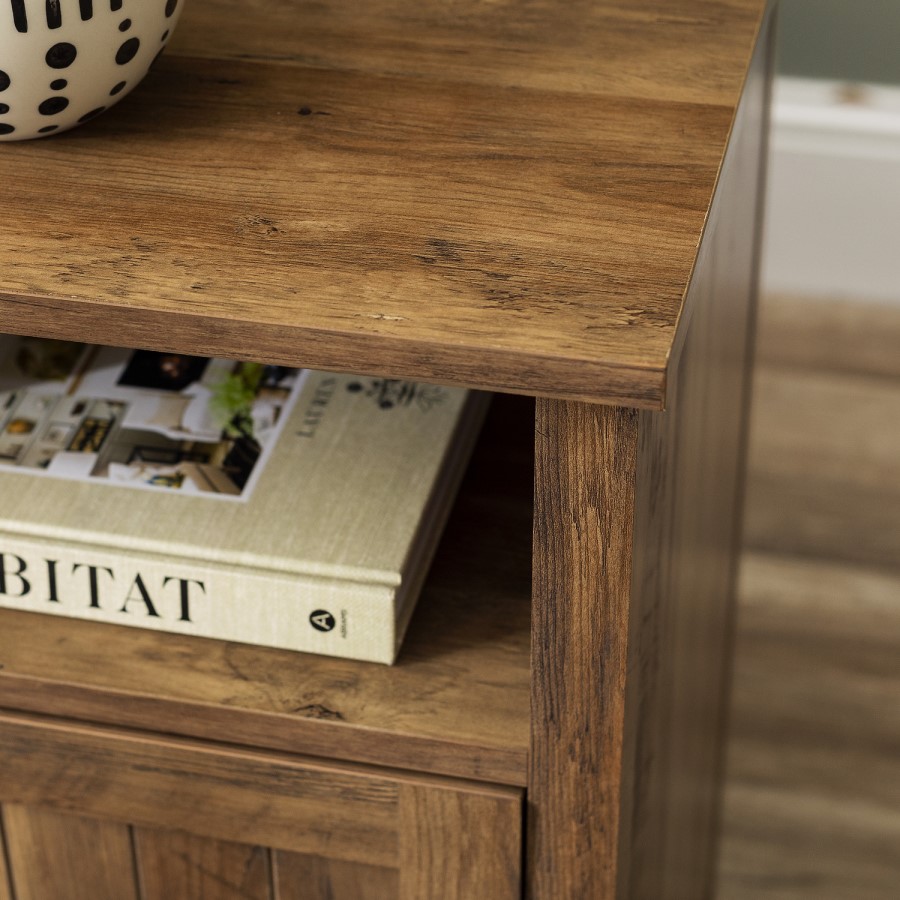 18" Grooved Door Side Table - Reclaimed Reclaimed Wood