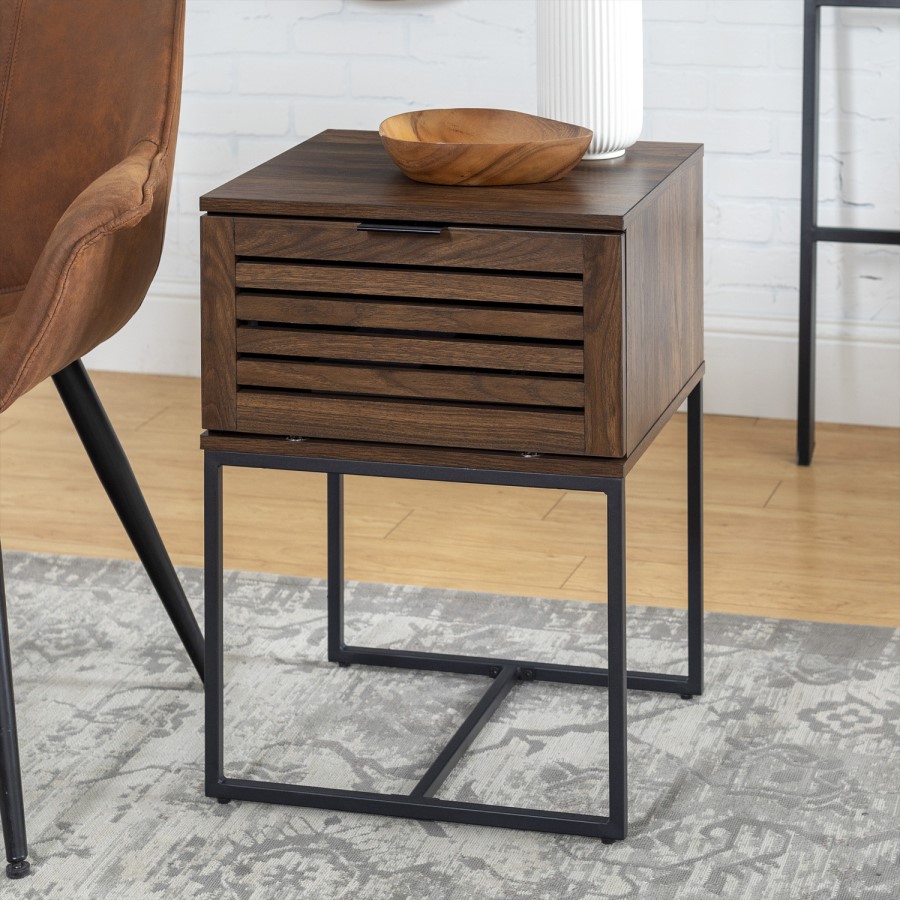 Slat Door Side Table - Dark Walnut