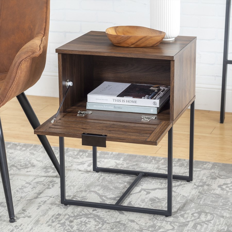 Slat Door Side Table - Dark Walnut