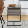 18" Modern Slat Door Side Table - Slate Grey