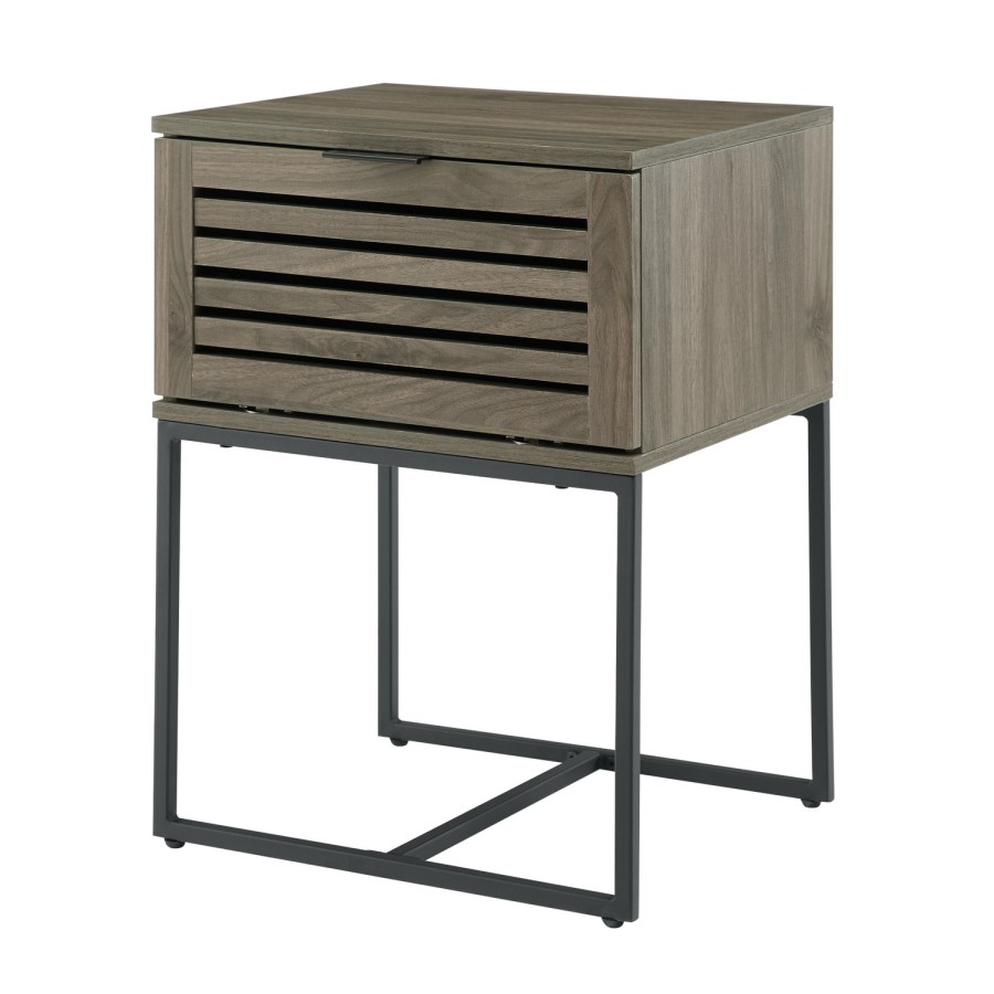18" Modern Slat Door Side Table - Slate Grey