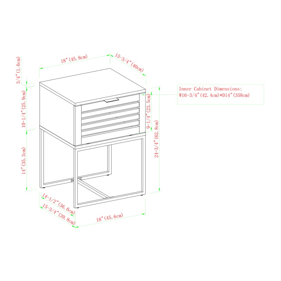 18" Modern Slat Door Side Table - Slate Grey