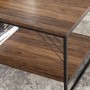 Industrial Metal Accent Coffee Table in Dark Walnut