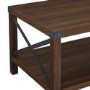 Industrial Metal Accent Coffee Table in Dark Walnut