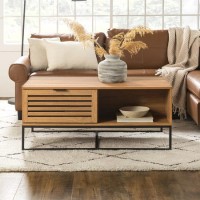 Small Modern Slat Door Coffee Table in English Oak Effect