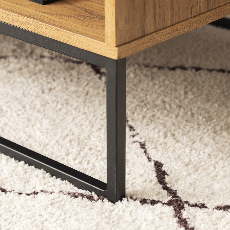 Small Modern Slat Door Coffee Table in English Oak Effect
