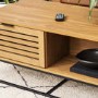 Small Modern Slat Door Coffee Table in English Oak Effect