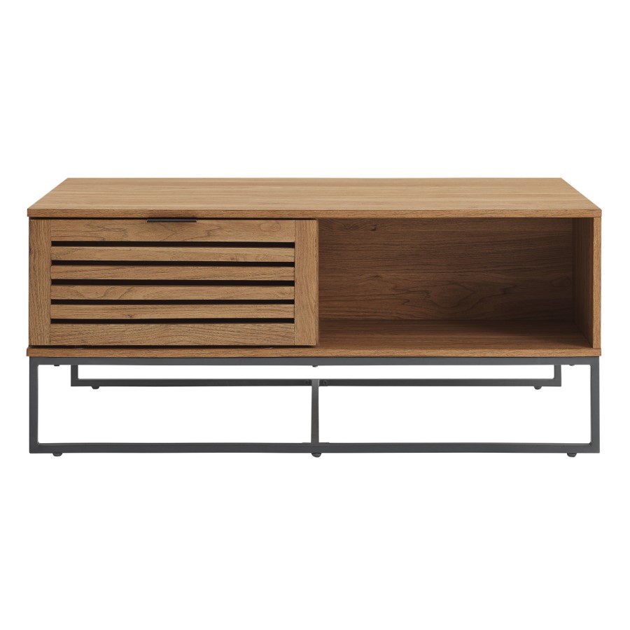 Small Modern Slat Door Coffee Table in English Oak Effect