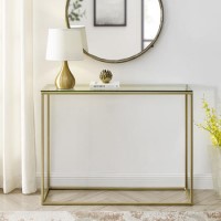GRADE A1 - Gold Console Table with Glass Top