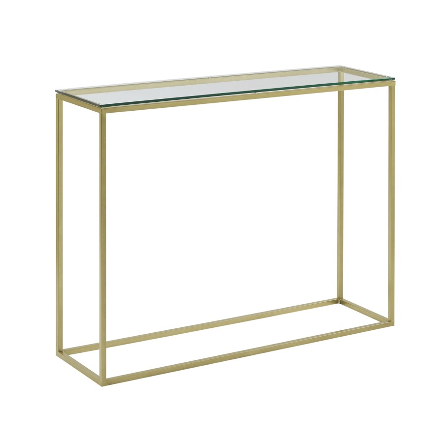 GRADE A1 - Gold Console Table with Glass Top