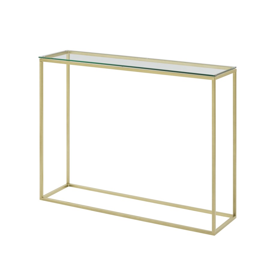 GRADE A1 - Gold Console Table with Glass Top