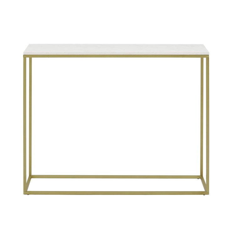 42" Open Box Entry Table - Faux White Marble/Gold