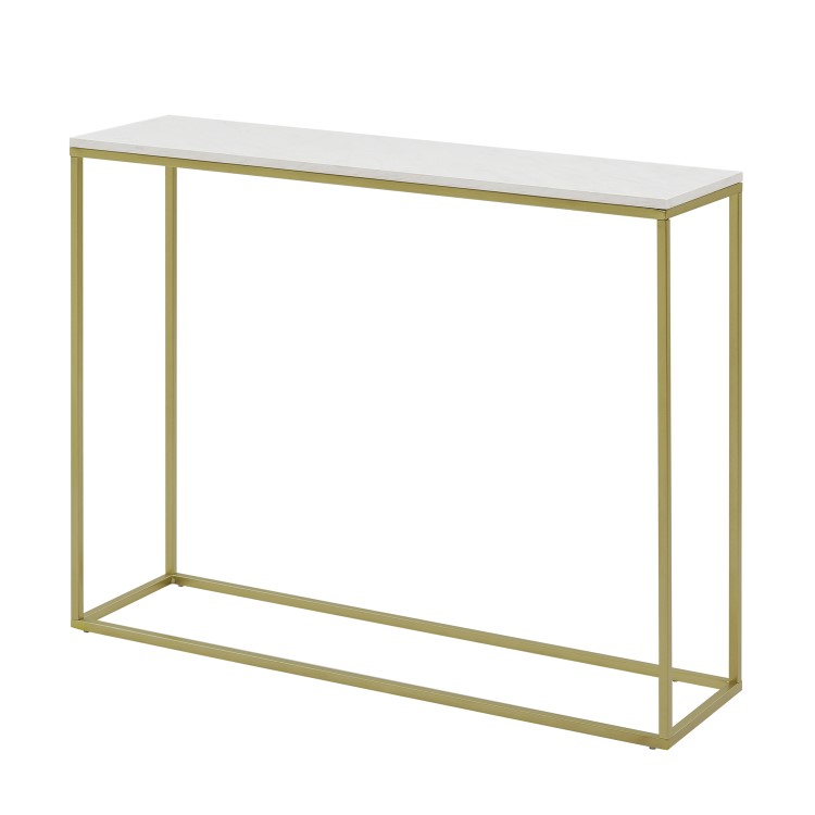 42" Open Box Entry Table - Faux White Marble/Gold