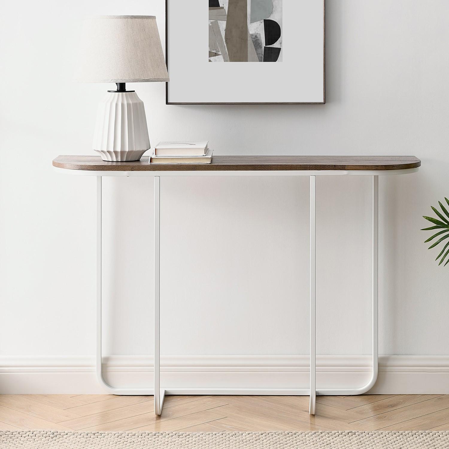 44 modern curved entry table reclaimed reclaimed wood/white £99.97