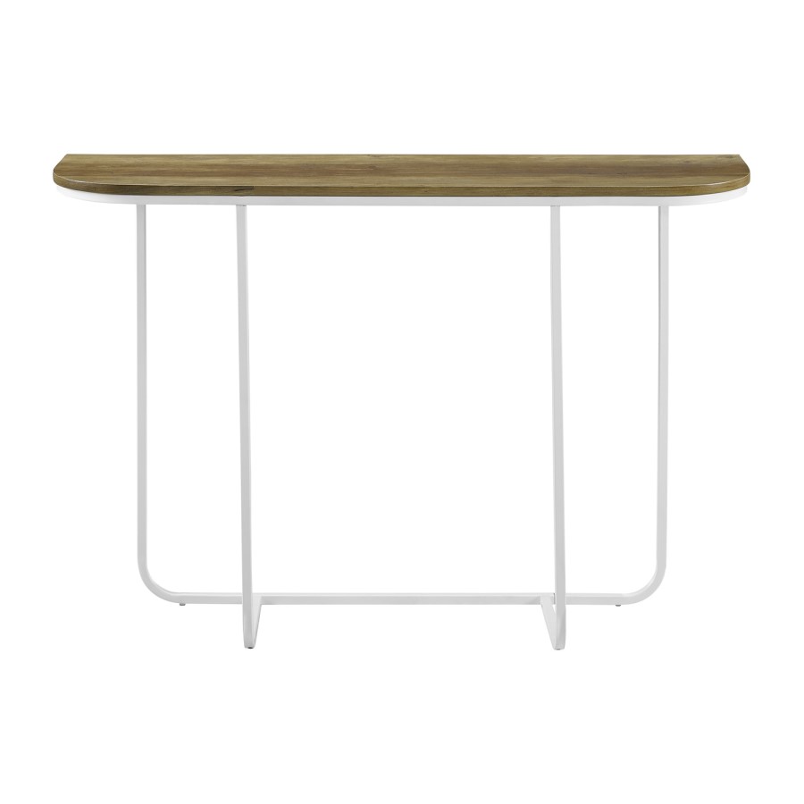 44" Modern Curved Entry Table - Reclaimed Reclaimed Wood/White