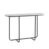 Narrow Curved Black Console Table with White Marble Effect Top