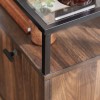Glass Top Walnut Bedside Table with 2 Doors - Foster