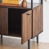 Glass Top Walnut Bedside Table with 2 Doors - Foster