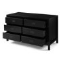 Wide Black Solid Wood Chest of 6 Drawers with Legs - Foster