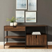 58" 1 Drawer 2 Door Storage Shelf - Dark Walnut