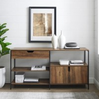 58" 1 Drawer 2 Door Storage Shelf - Rustic Oak