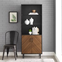 68" Bookmatch Hutch - Solid Black