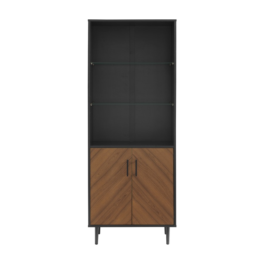 68" Bookmatch Hutch - Solid Black