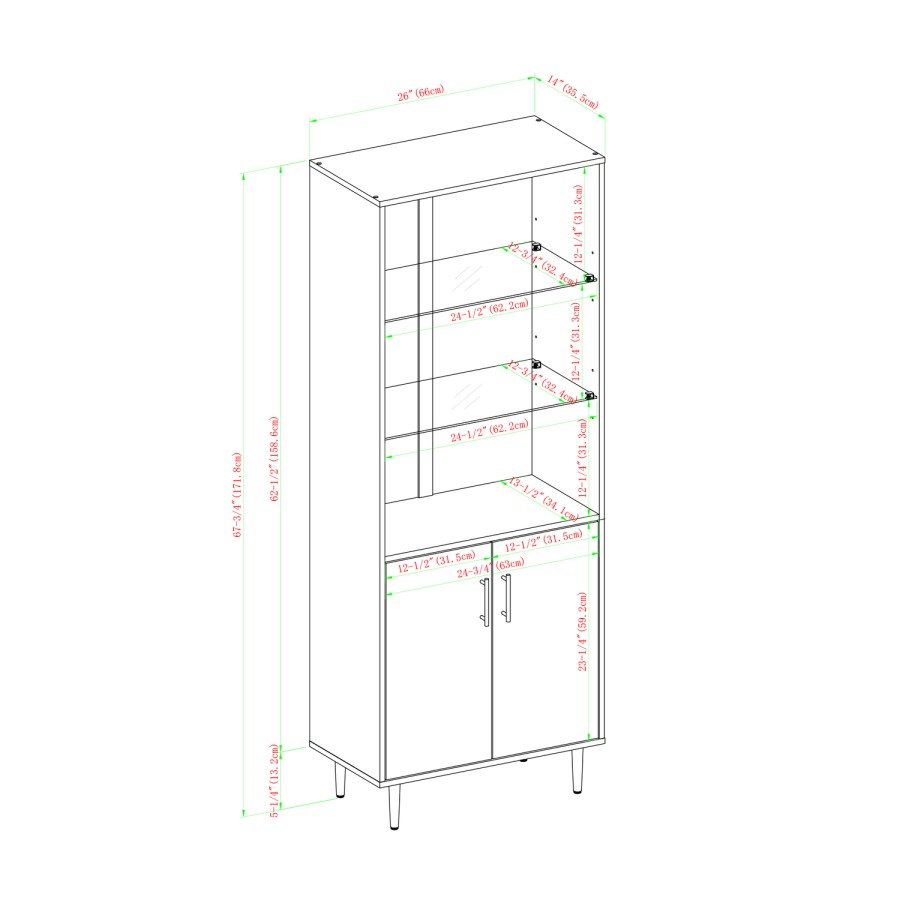 68" Bookmatch Hutch - Solid Black