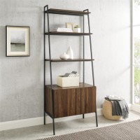 Industrial Wood Ladder Bookcase - Dark Walnut