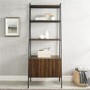 Industrial Wood Ladder Bookcase - Dark Walnut