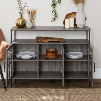 48" Industrial 3-Door Buffet - Slate Grey