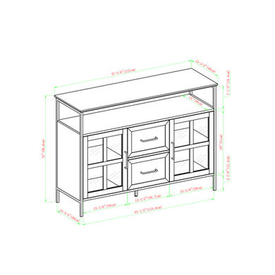 48" Industrial 3-Door Buffet - Slate Grey