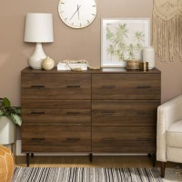 Modern Wood 6-Drawer Buffet - Dark Walnut