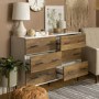 Wide Rustic Oak Chest of 6 Drawers with Legs - Foster