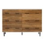 Wide Rustic Oak Chest of 6 Drawers with Legs - Foster