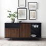 3 Door Sideboard Black with Dark Walnut