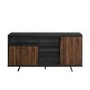3 Door Sideboard Black with Dark Walnut