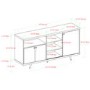 3 Door Sideboard Black with Dark Walnut