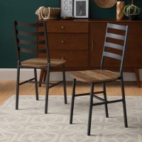 Slat Back Metal and Wood Dining Chair 2-Pack - Reclaimed Reclaimed Wood