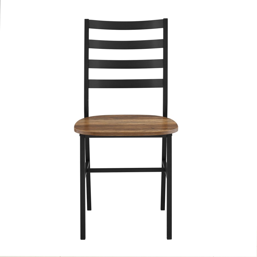 Slat Back Metal and Wood Dining Chair 2-Pack - Reclaimed Reclaimed Wood