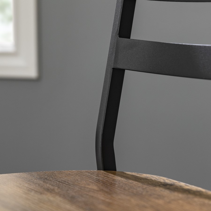 Slat Back Metal and Wood Dining Chair 2-Pack - Reclaimed Reclaimed Wood
