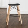 26" Mid Century Modern Faux Leather Solid Wood Metal Kitchen Counter Height Stool - Black